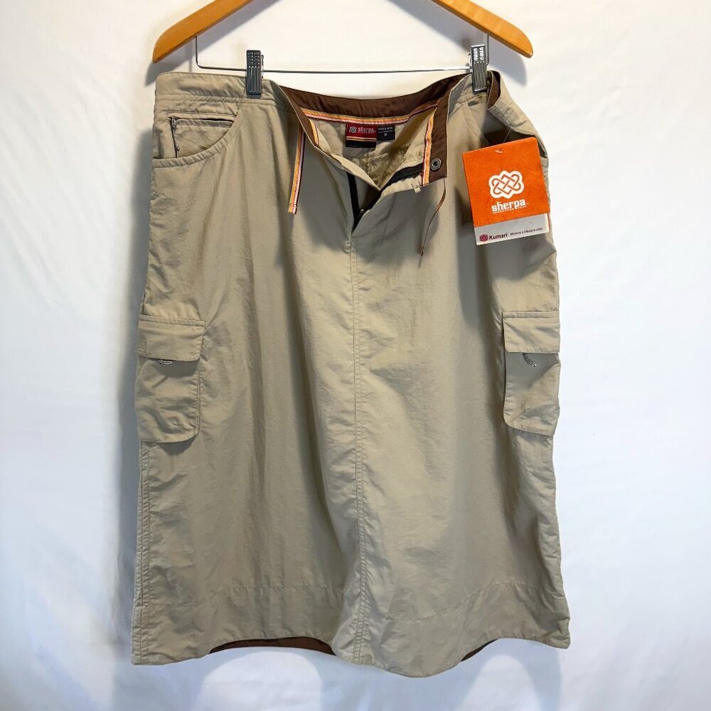 Sherpa Kumari Womens Lifestyle Gorpcore Indie Skirt Beige Cargo Pockets size 14
